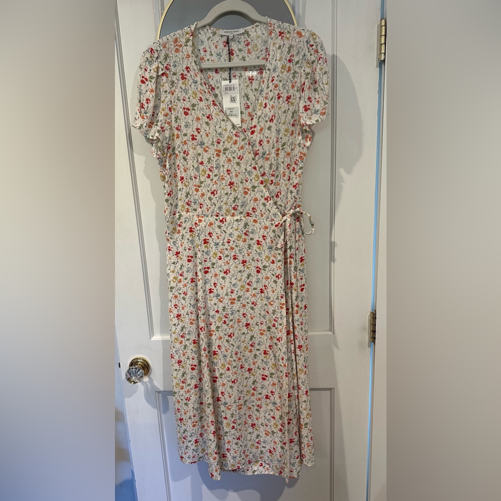 Gerard Darel Floral Midi Dress In Red And Green